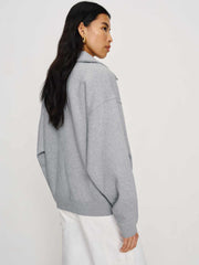 Reformation Nico Classic Polo Sweatshirt - Heather Grey