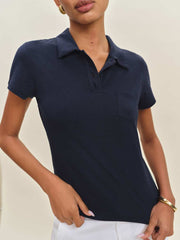Reformation Louie T-shirt Polo - Navy