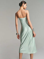 Reformation Cardi Silk Dress - Sea Glass