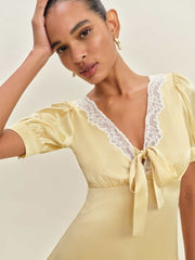 Reformation Avin Silk Dress - Blonde