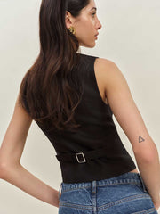 Reformation Anita Linen Vest - Black
