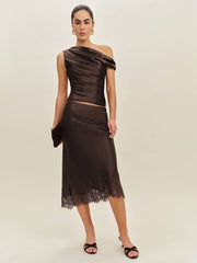 Reformation Hera Silk Top - Black Bean