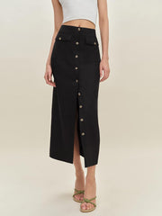 Reformation Britt Linen Skirt - Black