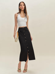Reformation Britt Linen Skirt - Black