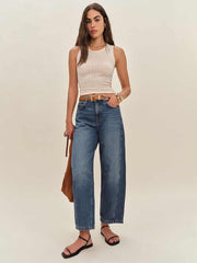 Reformation Tyler Mid Rise Barrel Jeans - Mountain