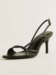 Reformation Nino Slingback Heeled Sandal - Black Leather