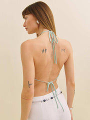 Reformation Jeany Silk Top - Sea Glass