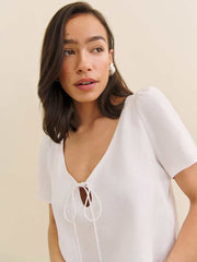 Reformation Mayla Linen Top - White