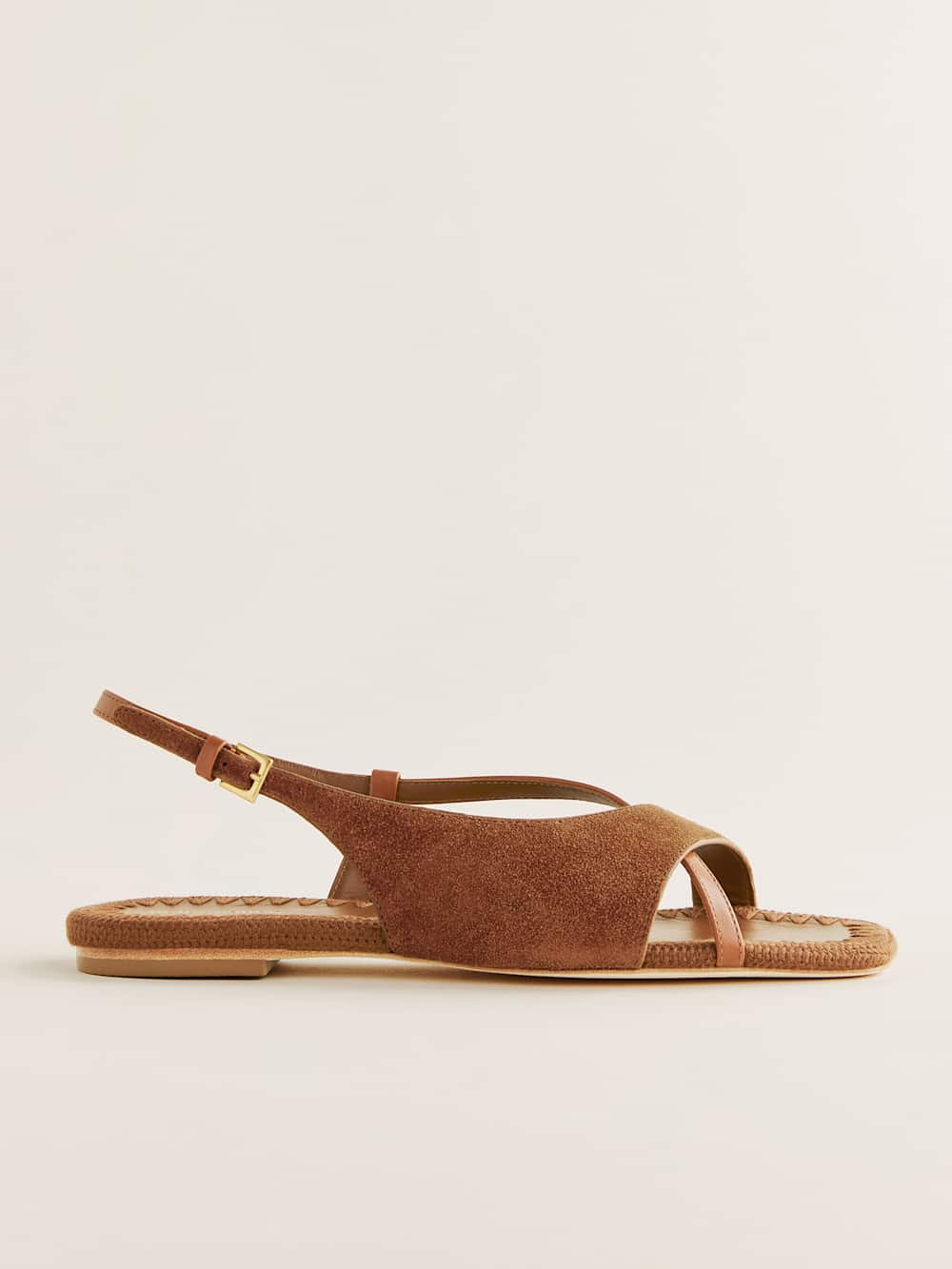 Reformation Marion Flat Sandal - Rum Suede Leather