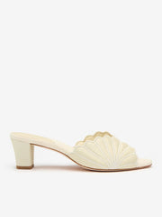 Reformation Waldena Block Heeled Mule - Cream Puff Taffeta