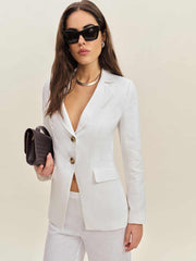 Reformation Bondi Linen Blazer - White
