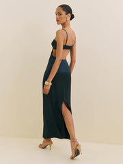Reformation Jane Satin Dress - Navy