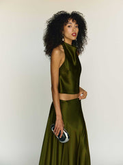 Reformation Sera Silk Two Piece - Moss Garden
