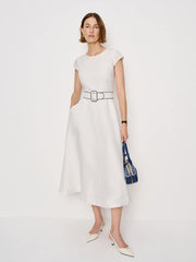 Reformation Felipe Belted Linen Dress - White