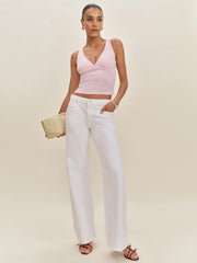 Reformation Rue Pointelle Knit Top - Cherry Blossom