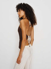 Reformation Reese Linen Top - Cafe
