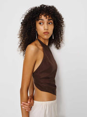 Reformation Reese Linen Top - Cafe