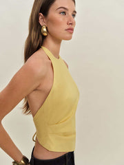 Reformation Reese Linen Top - Sunshine