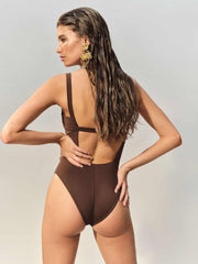 Reformation Wailea One Piece Swimsuit - Cafe