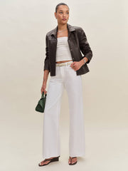 Reformation Veda Louisa Leather Jacket - Mole