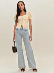 Reformation Rosemary Linen Top - Sunshine Check