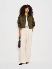 Reformation Hudson Military Twill Jacket - Dark Olive