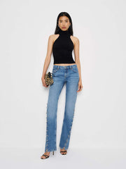 Reformation Inez Low Rise Bootcut Jeans - Leech