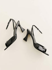 Reformation Noey Heeled Sandal - Black Patent
