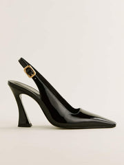 Reformation Nour Heeled Slingback - Black Patent