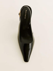 Reformation Nour Heeled Slingback - Black Patent