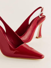 Reformation Nour Heeled Slingback - Scarlet Patent