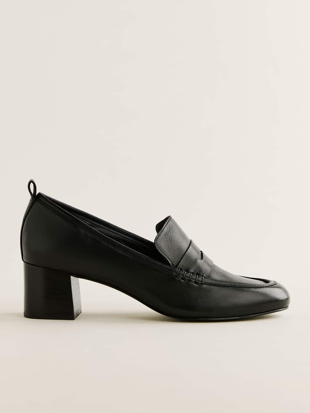 Reformation Franca Heeled Loafer - Black Leather