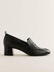 Reformation Franca Heeled Loafer - Black Leather