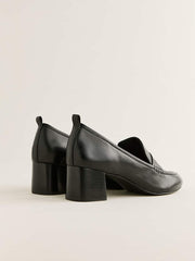 Reformation Franca Heeled Loafer - Black Leather