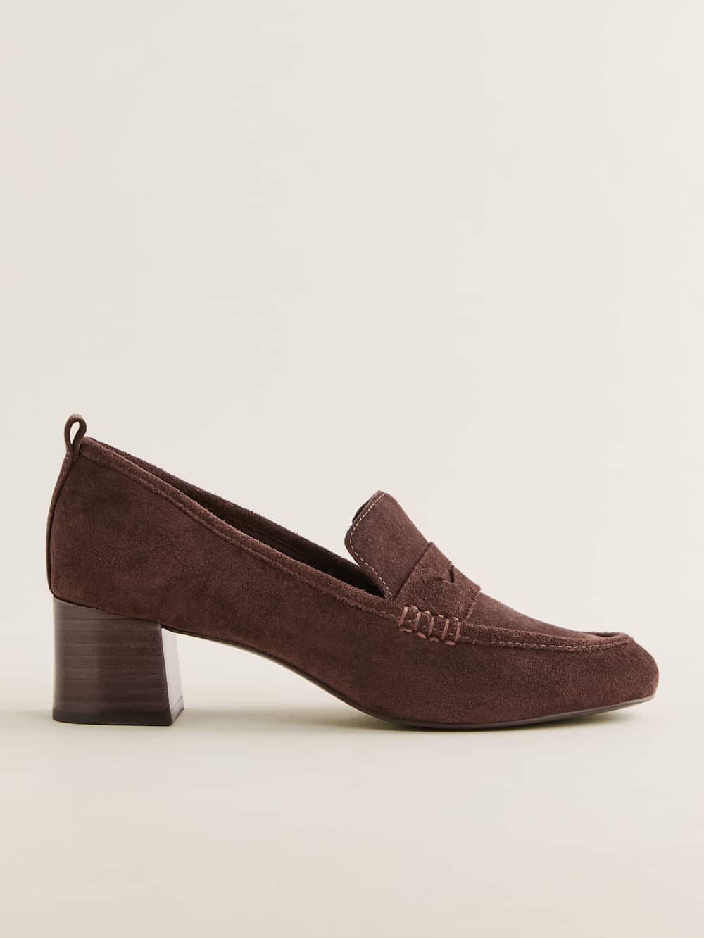 Reformation Franca Heeled Loafer - Espresso Suede