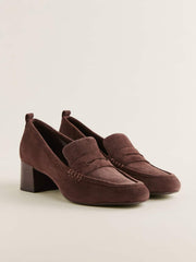 Reformation Franca Heeled Loafer - Espresso Suede