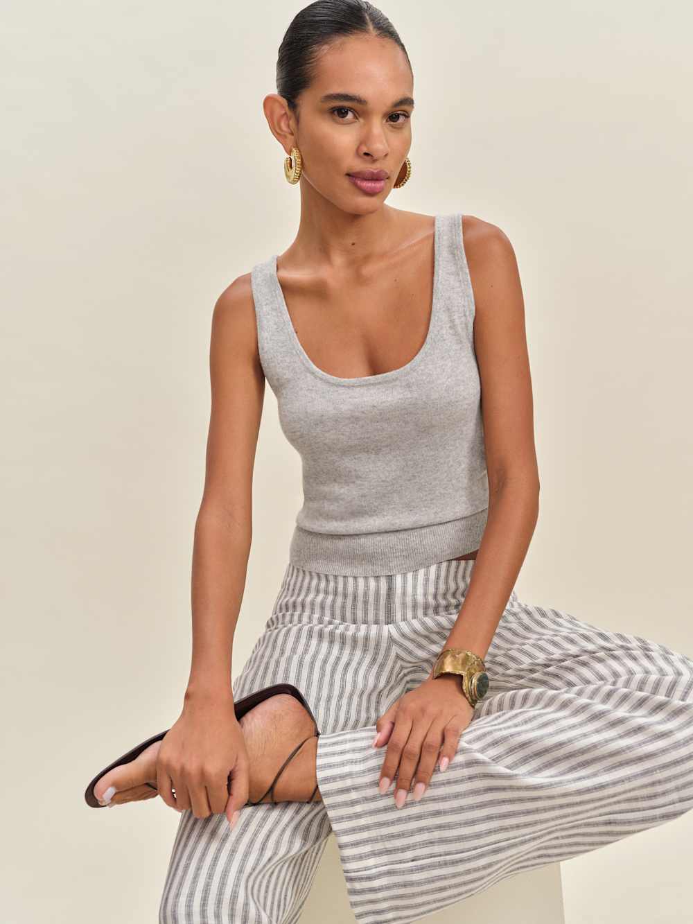 Reformation Monaco Cashmere Reversible Tank - Foggy