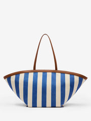 Reformation Lucia Tote Bag - Cassis Blue Stripe Canvas