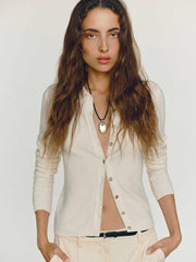 Reformation Florentina Cashmere Collared Cardigan - Gossamer