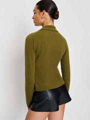 Reformation Florentina Cashmere Collared Cardigan - Pear