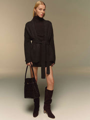 Reformation Meg Wrap Sweater Coat - Espresso