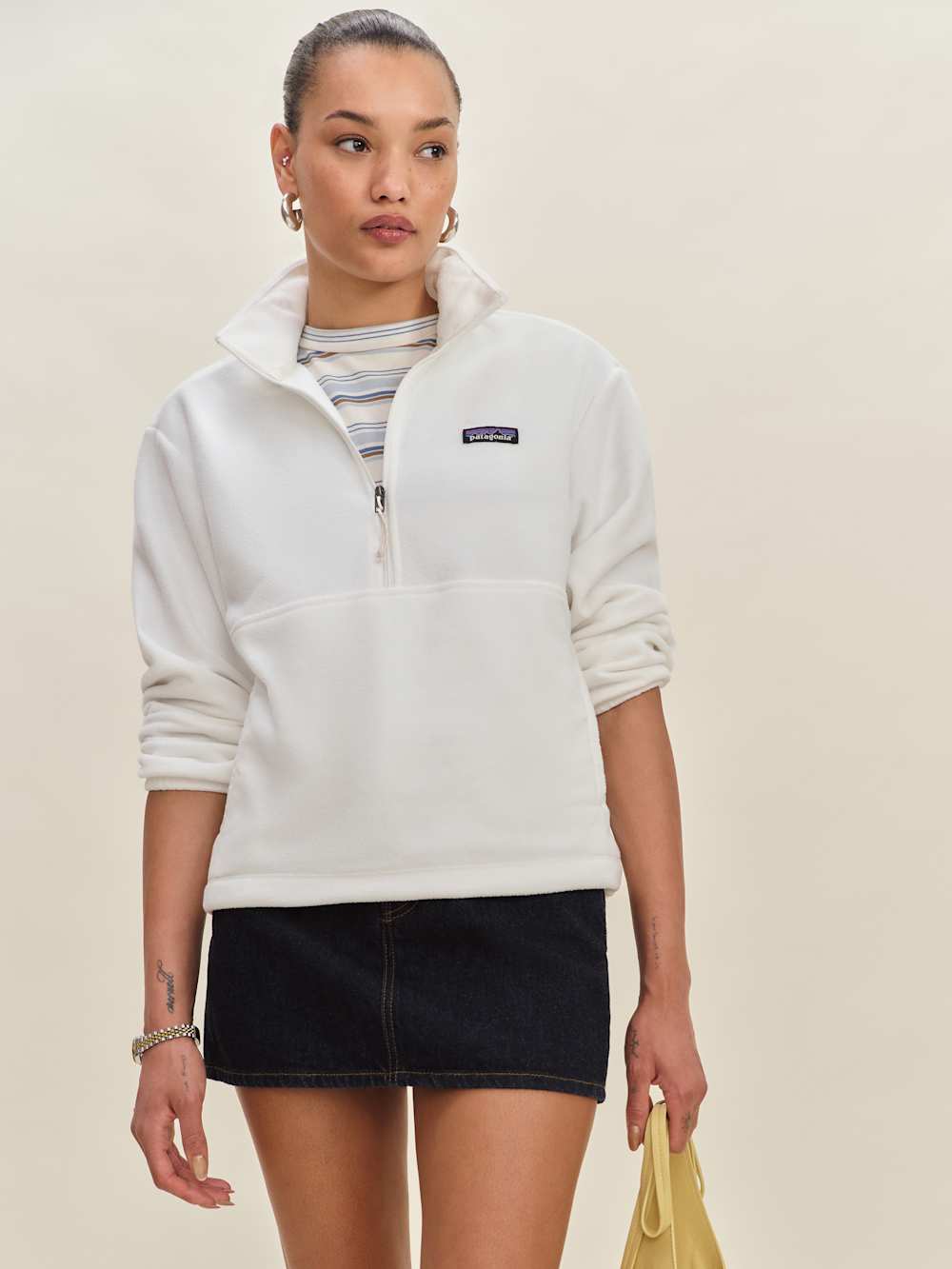 Reformation Patagonia W's Micro D 1/2 Zip Fleece Pullover - Birch White