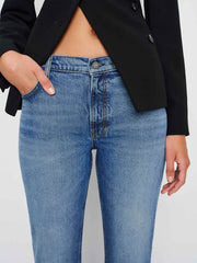 Reformation Sharon Stretch Mid Rise Bootcut Jeans - Malombe Let Down Hem