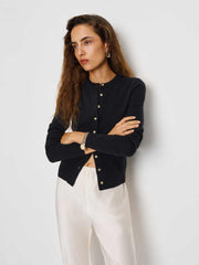 Reformation Farren Cashmere Crew Cardigan - Black