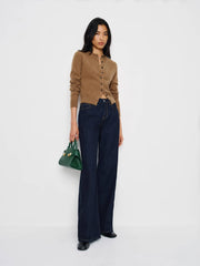 Reformation Farren Cashmere Crew Cardigan - Camel