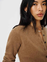 Reformation Farren Cashmere Crew Cardigan - Camel