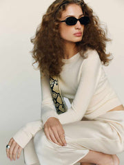 Reformation Lian Cashmere Crew Sweater - Gossamer