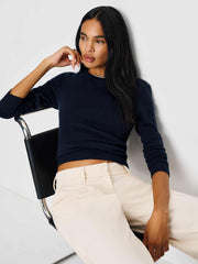 Reformation Lian Cashmere Crew Sweater - Navy