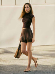 Reformation Fern Satin Short - Pinecone