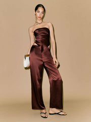 Reformation Marisol Silk Two Piece - Mahogany